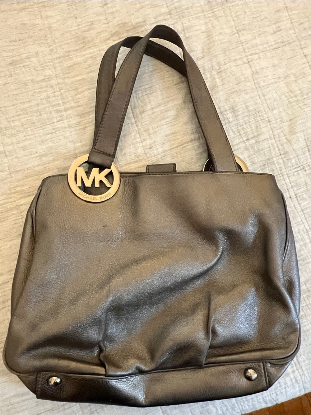 Michael Kors Purse Silver Pebble Leather Hobo Handbag Satchel